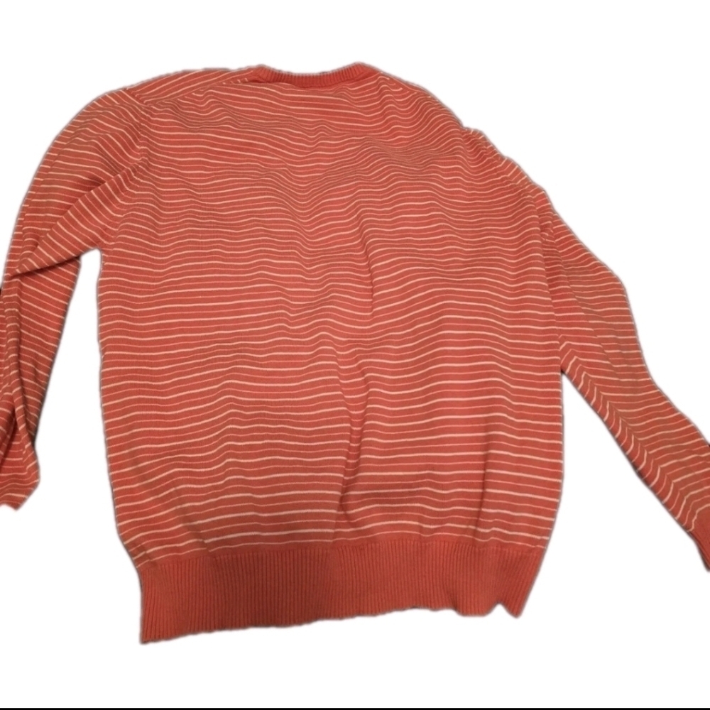 Robert Claridge Sweater 2X Orange White Stripe Crewneck Pullover Cardigan 💵 - Picture 2 of 11